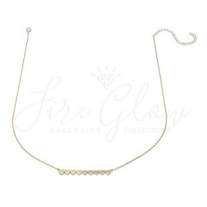 9 Hearts Gold Tone Bar Pendant Necklace